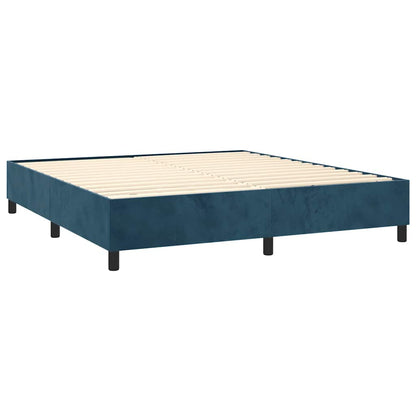 Letto a Molle con Materasso e LED Blu Scuro 160x200 cm