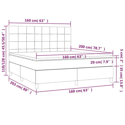 Letto a Molle con Materasso e LED Blu Scuro 160x200 cm | homemem39