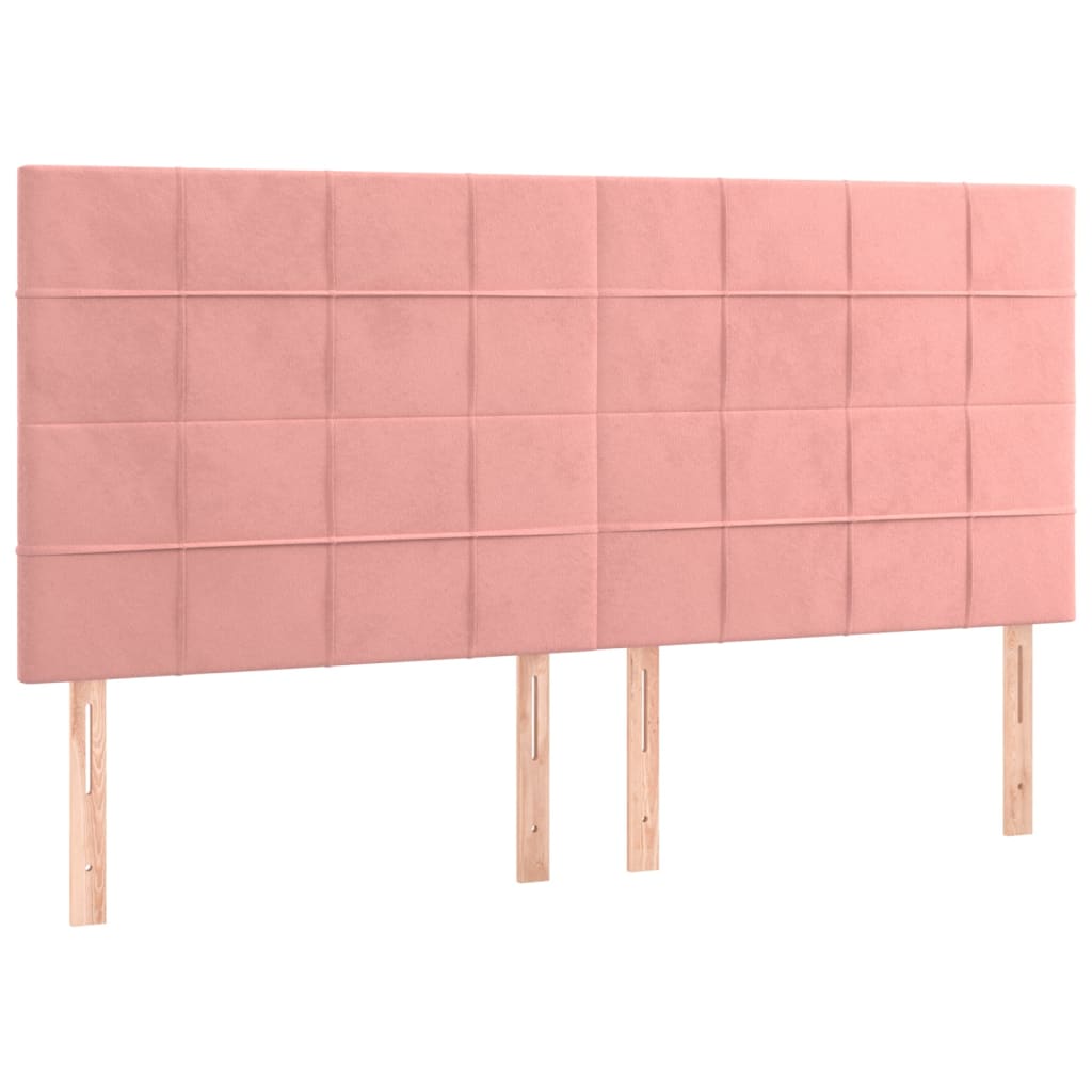 Letto a Molle con Materasso e LED Rosa 160x200 cm in Velluto - homemem39