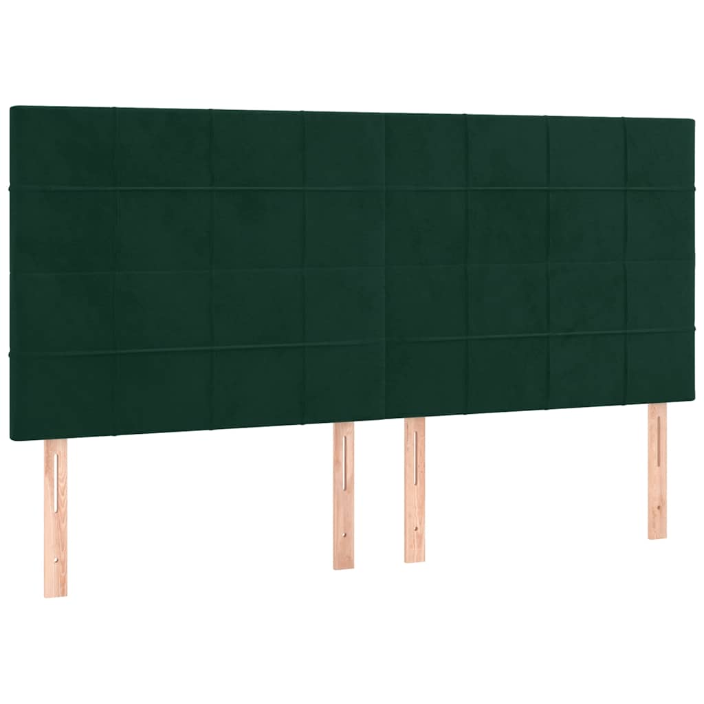 Letto a Molle con Materasso e LED Verde Scuro 180x200cm Velluto