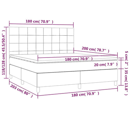 Letto a Molle con Materasso e LED Blu Scuro 180x200 cm | homemem39