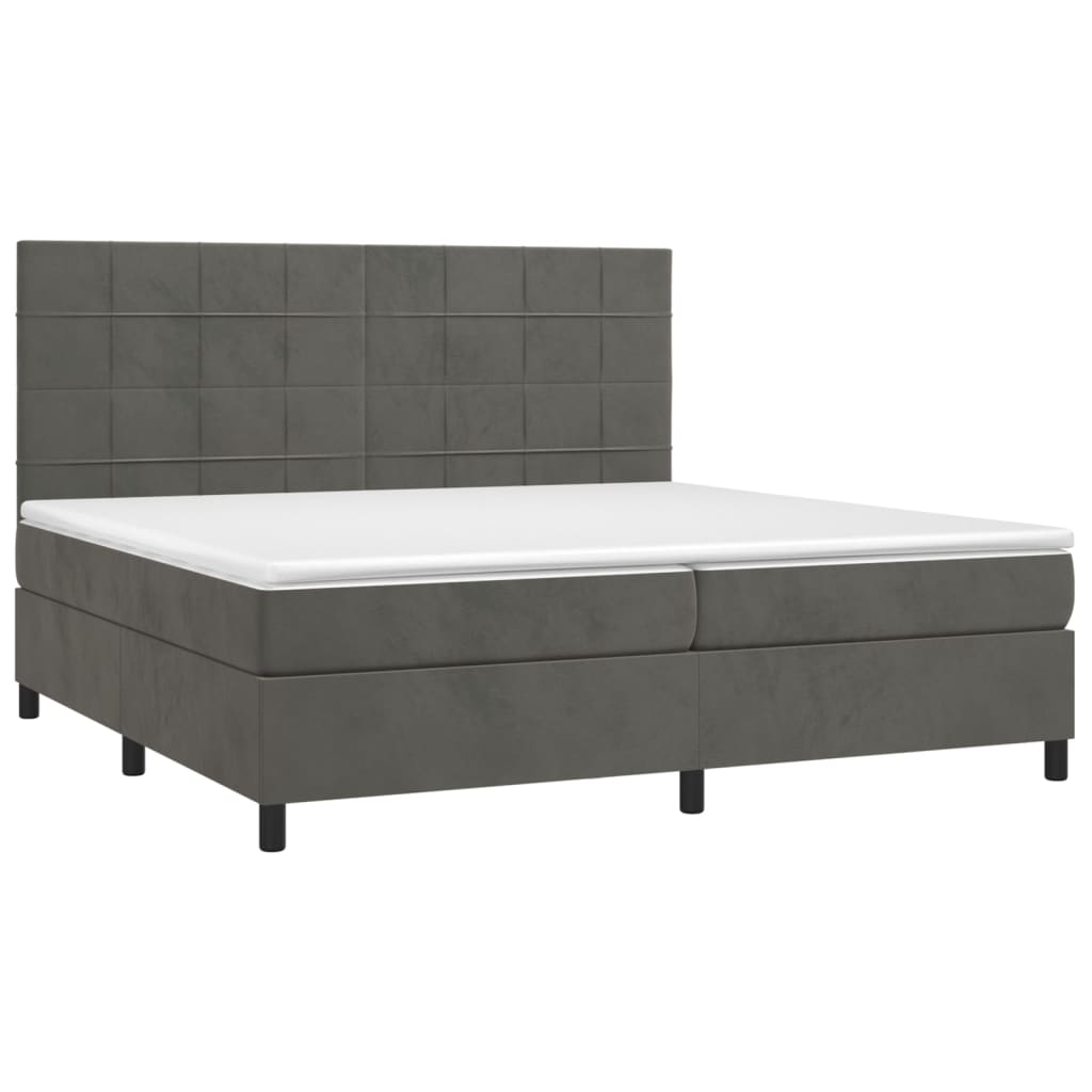 Letto a Molle con Materasso e LED Grigio Scuro 200x200 cm - homemem39