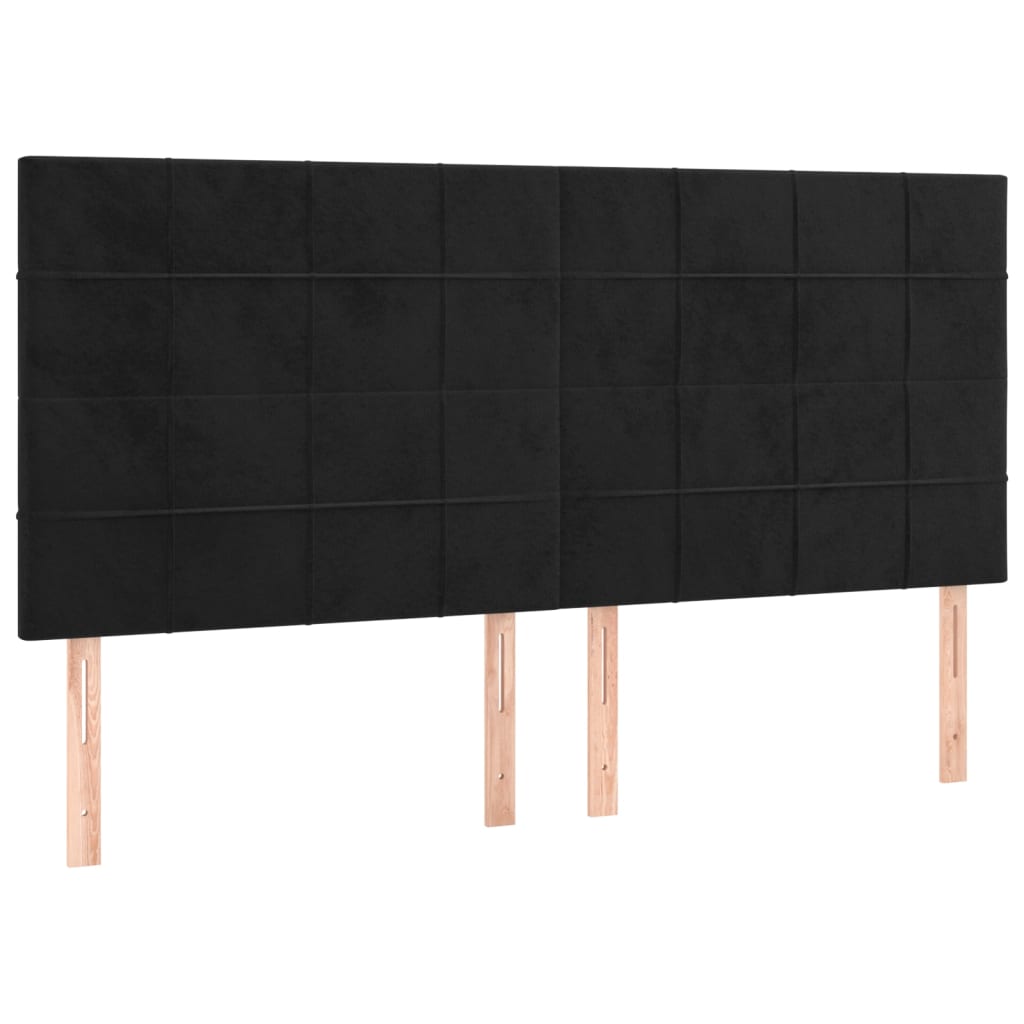 Letto a Molle con Materasso e LED Nero 200x200 cm in Velluto | homemem39