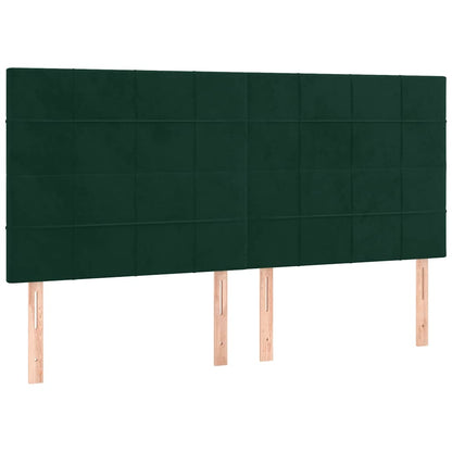 Letto a Molle con Materasso e LED Verde Scuro 200x200cm Velluto | homemem39