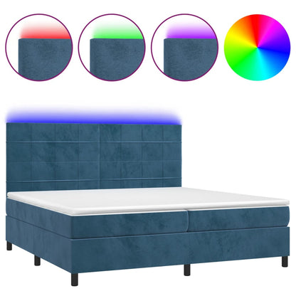 Letto a Molle con Materasso e LED Blu Scuro 200x200 cm - homemem39