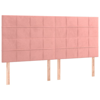 Letto a Molle con Materasso e LED Rosa 200x200 cm in Velluto