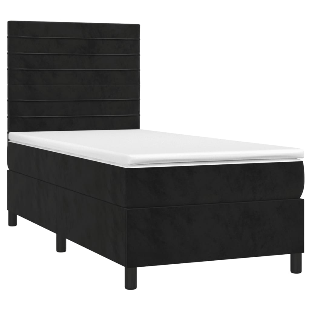 Letto a Molle con Materasso e LED Nero 90x190 cm in Velluto - homemem39