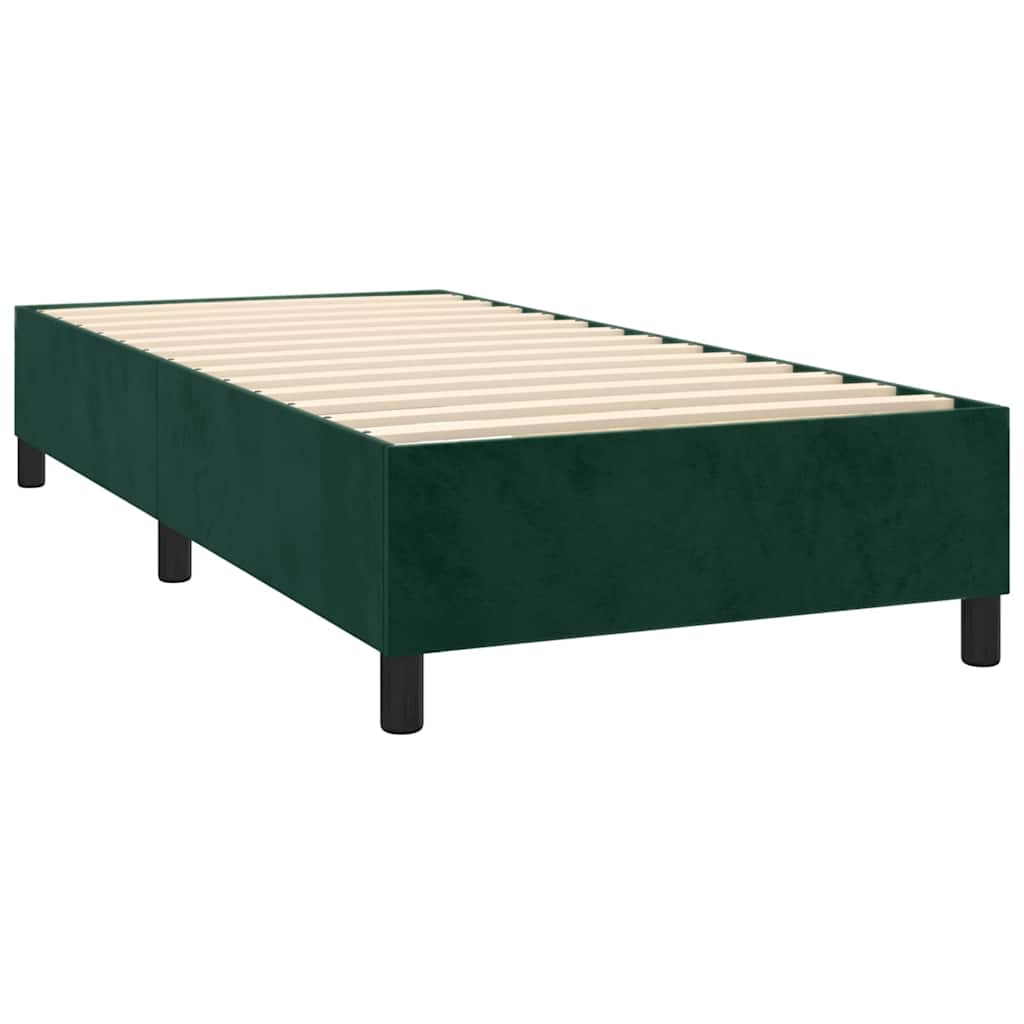 Letto a Molle con Materasso e LED Verde Scuro 90x190 cm Velluto | homemem39