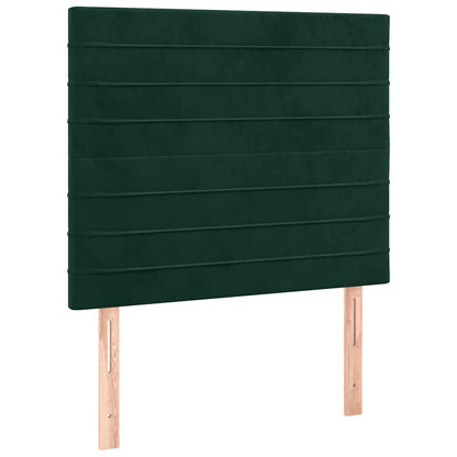 Letto a Molle con Materasso e LED Verde Scuro 90x190 cm Velluto