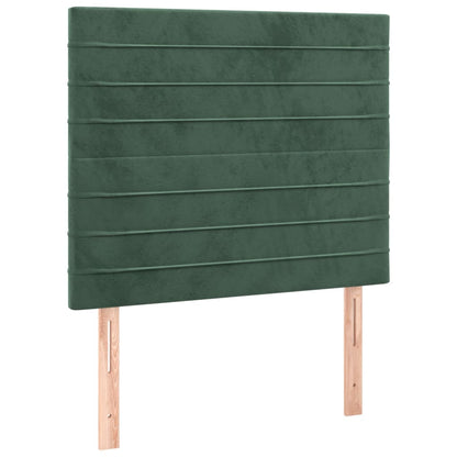 Letto a Molle con Materasso e LED Verde Scuro 90x200cm Velluto