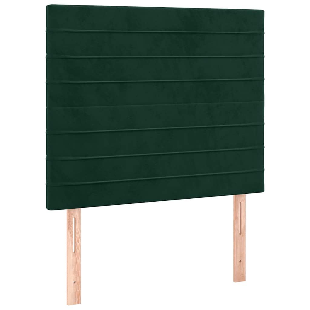 Letto a Molle con Materasso e LED Verde Scuro 100x200cm Velluto