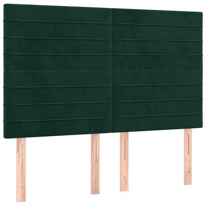 Letto a Molle con Materasso e LED Verde Scuro 140x190cm Velluto