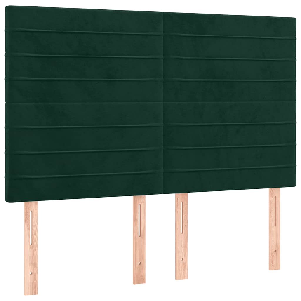 Letto a Molle con Materasso e LED Verde Scuro 140x200cm Velluto