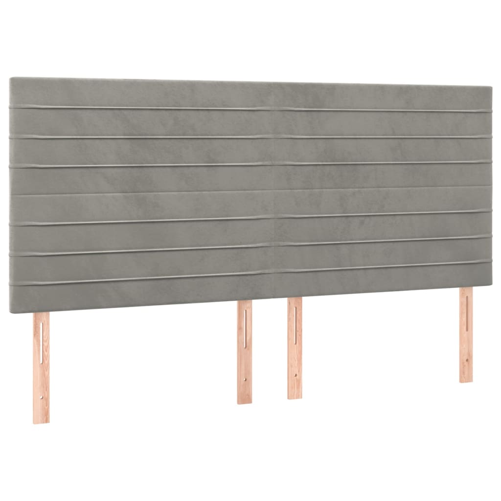 Letto a Molle Materasso e LED Grigio Chiaro 160x200 cm Velluto