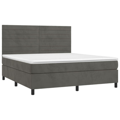 Letto a Molle con Materasso e LED Grigio Scuro 160x200 cm - homemem39