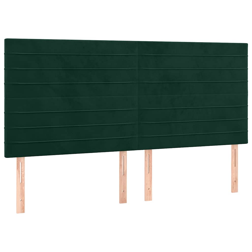 Letto a Molle con Materasso e LED Verde Scuro 180x200cm Velluto