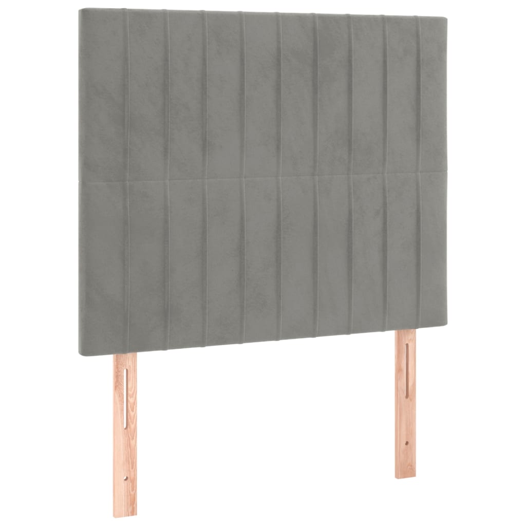 Letto a Molle Materasso e LED Grigio Chiaro 100x200 cm Velluto - homemem39