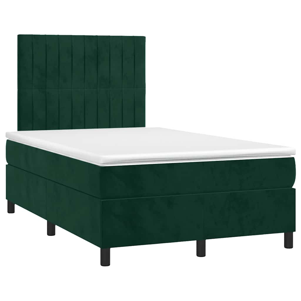 Letto a Molle con Materasso e LED Verde Scuro 120x200cm Velluto | homemem39
