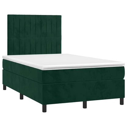 Letto a Molle con Materasso e LED Verde Scuro 120x200cm Velluto | homemem39