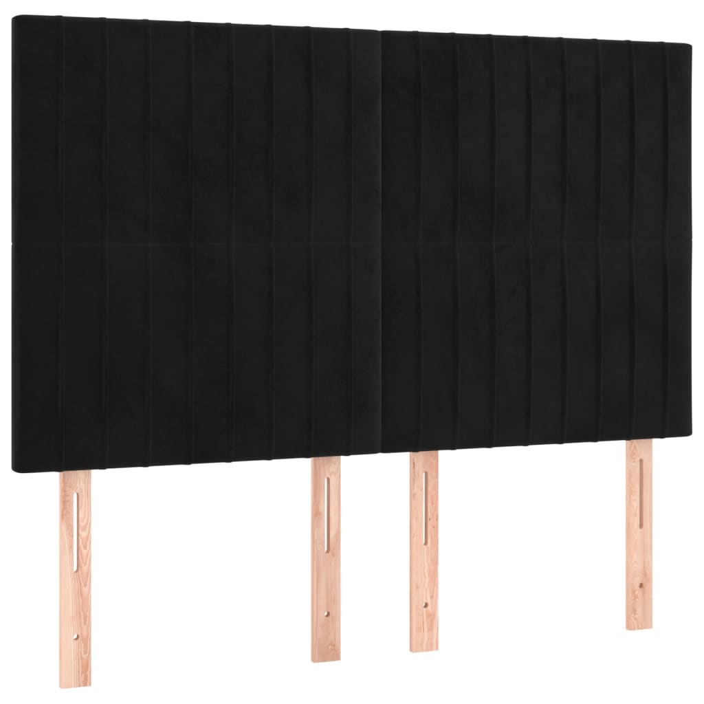 Letto a Molle con Materasso e LED Nero 140x200 cm in Velluto - homemem39