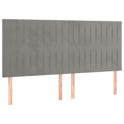 Letto a Molle Materasso e LED Grigio Chiaro 160x200 cm Velluto - homemem39