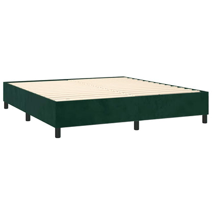 Letto a Molle con Materasso e LED Verde Scuro 180x200cm Velluto | homemem39