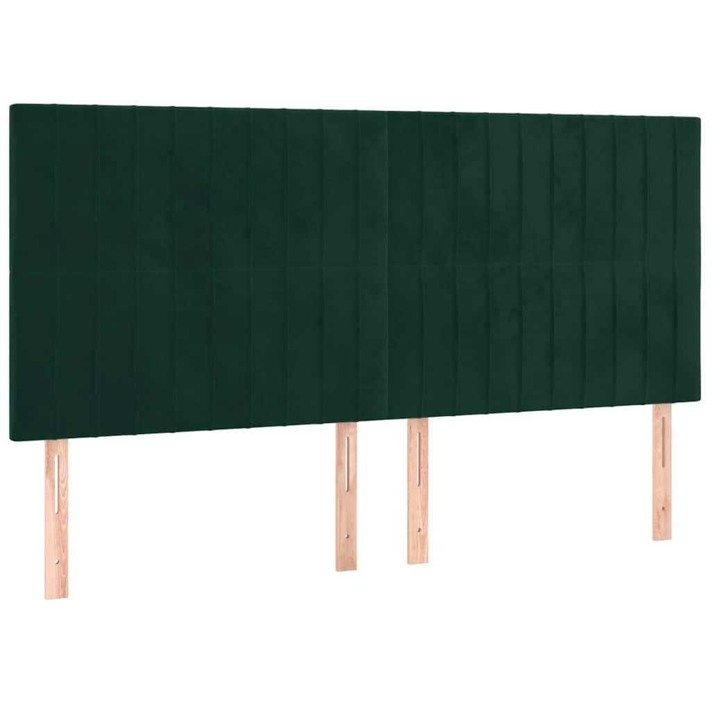 Letto a Molle con Materasso e LED Verde Scuro 180x200cm Velluto