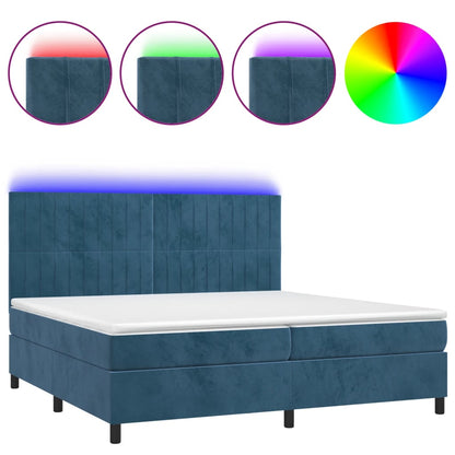 Letto a Molle con Materasso e LED Blu Scuro 200x200 cm - homemem39