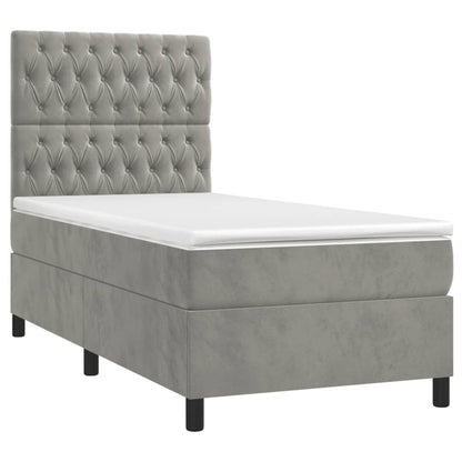 Letto a Molle Materasso e LED Grigio Chiaro 80x200 cm Velluto - homemem39