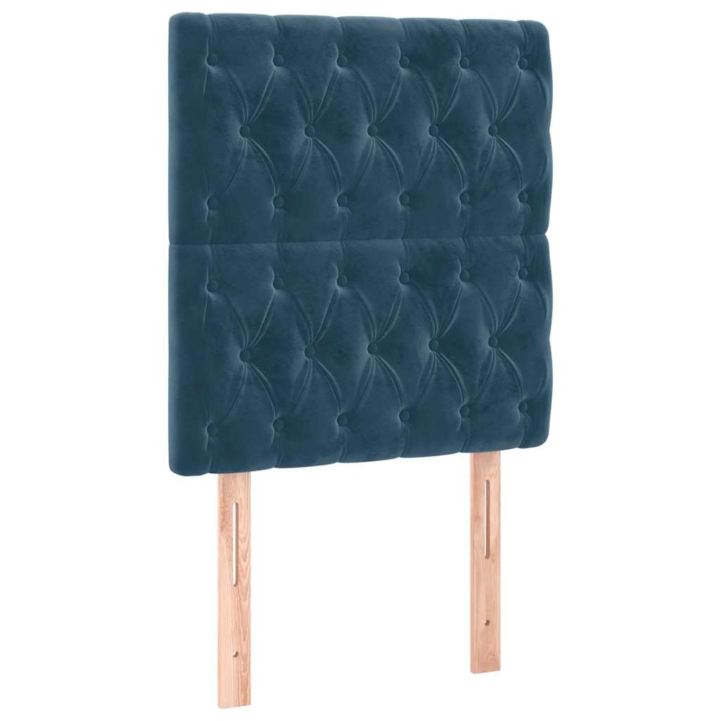 Letto a Molle con Materasso e LED Blu Scuro 80x200cm in Velluto