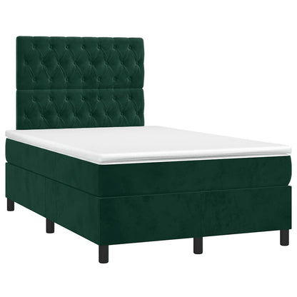 Letto a Molle con Materasso e LED Verde Scuro 120x200cm Velluto | homemem39