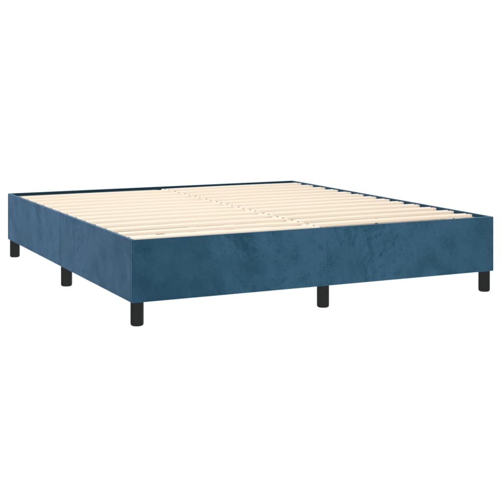 Letto a Molle con Materasso e LED Blu Scuro 160x200 cm - homemem39