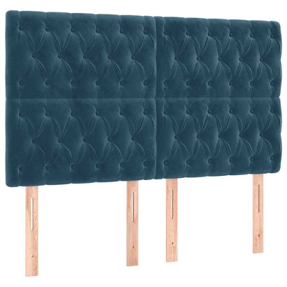 Letto a Molle con Materasso e LED Blu Scuro 160x200 cm