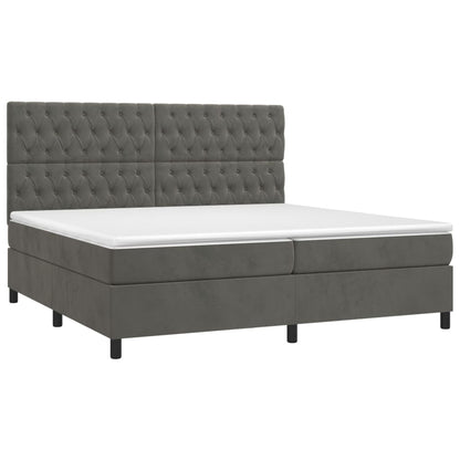 Letto a Molle con Materasso e LED Grigio Scuro 200x200 cm - homemem39