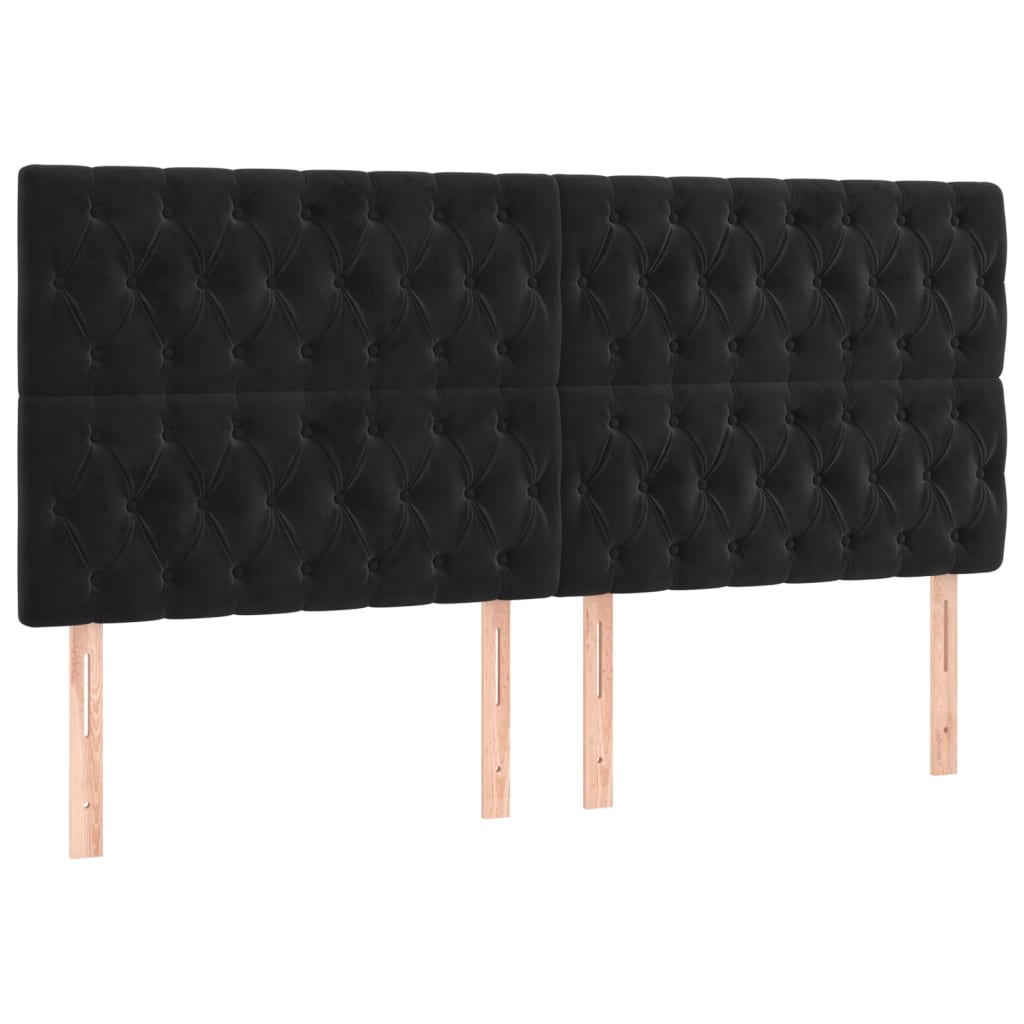 Letto a Molle con Materasso e LED Nero 200x200 cm in Velluto | homemem39