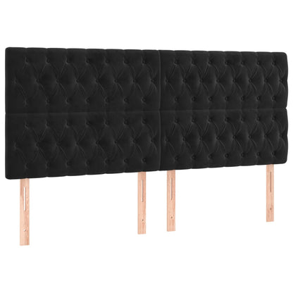 Letto a Molle con Materasso e LED Nero 200x200 cm in Velluto | homemem39