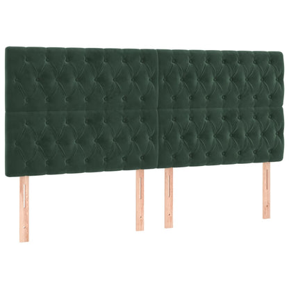 Letto a Molle con Materasso e LED Verde Scuro 200x200cm Velluto