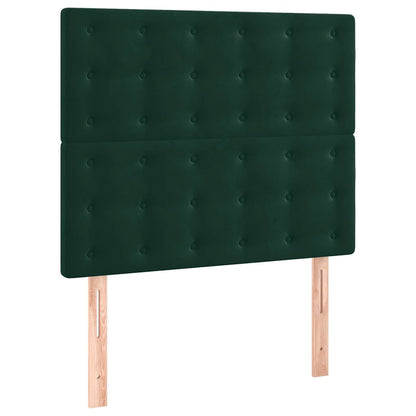 Letto a Molle con Materasso e LED Verde Scuro 90x190 cm Velluto
