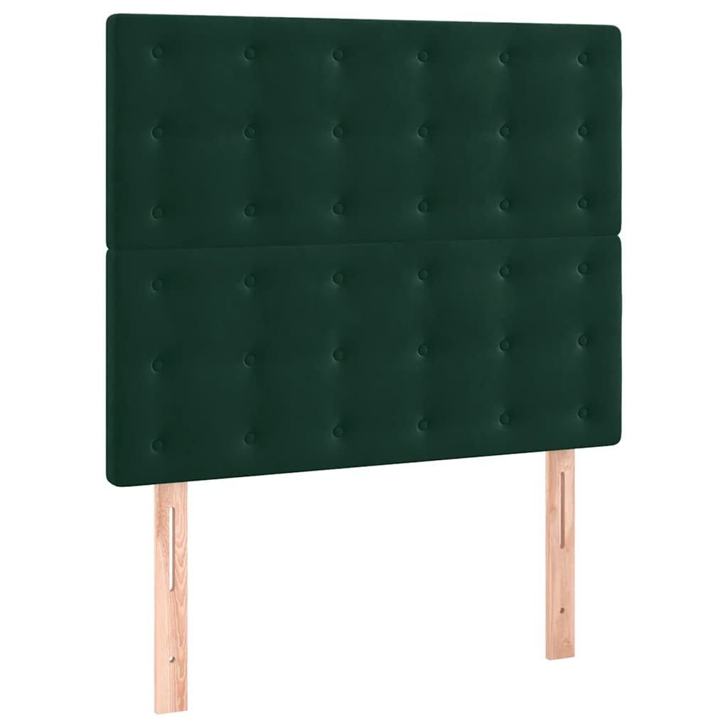 Letto a Molle con Materasso e LED Verde Scuro 90x200cm Velluto