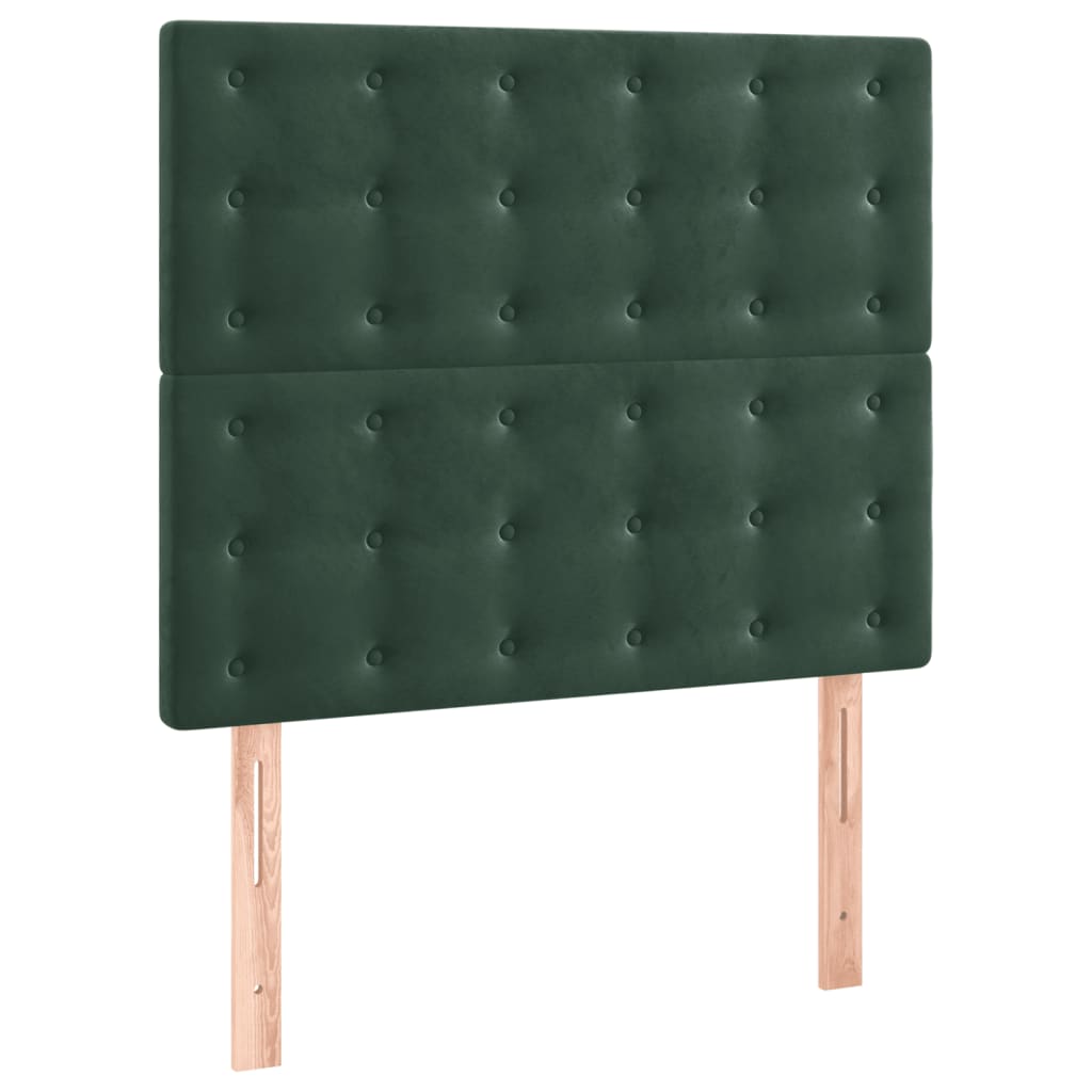 Letto a Molle con Materasso e LED Verde Scuro 100x200cm Velluto - homemem39