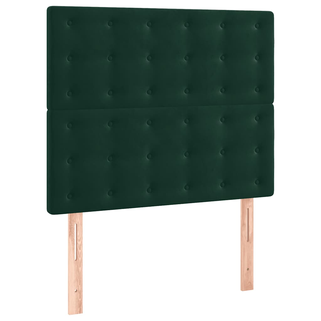 Letto a Molle con Materasso e LED Verde Scuro 100x200cm Velluto