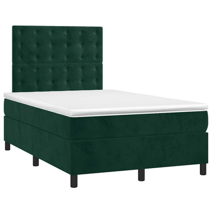 Letto a Molle con Materasso e LED Verde Scuro 120x200cm Velluto | homemem39