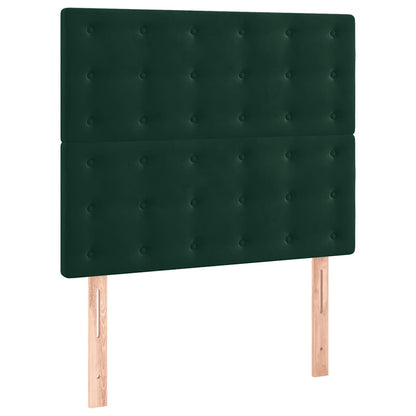 Letto a Molle con Materasso e LED Verde Scuro 120x200cm Velluto | homemem39