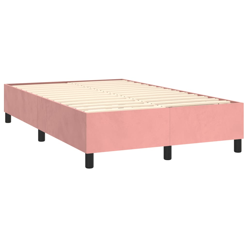 Letto a Molle con Materasso e LED Rosa 120x200 cm in Velluto - homemem39