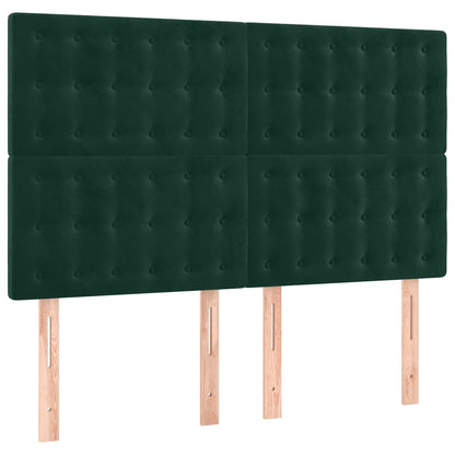 Letto a Molle con Materasso e LED Verde Scuro 140x190cm Velluto