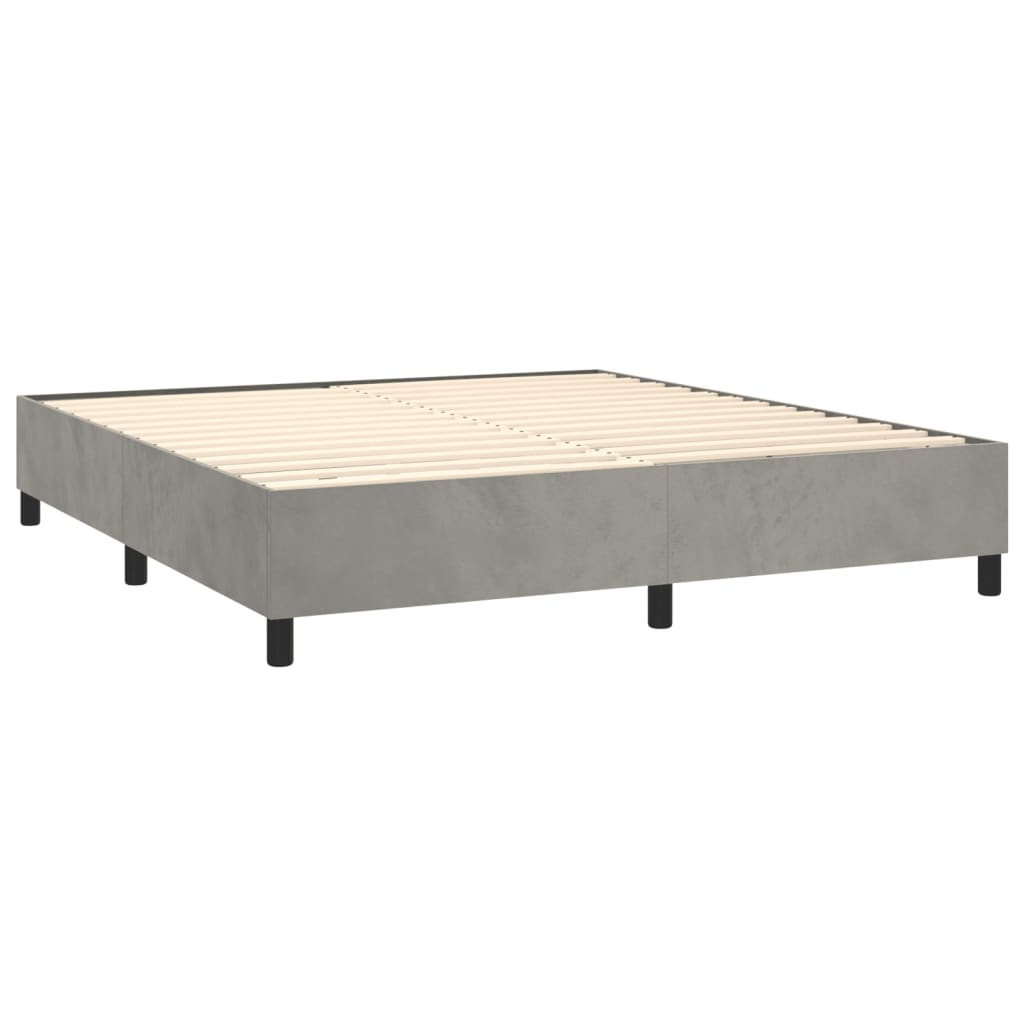 Letto a Molle Materasso e LED Grigio Chiaro 160x200 cm Velluto - homemem39