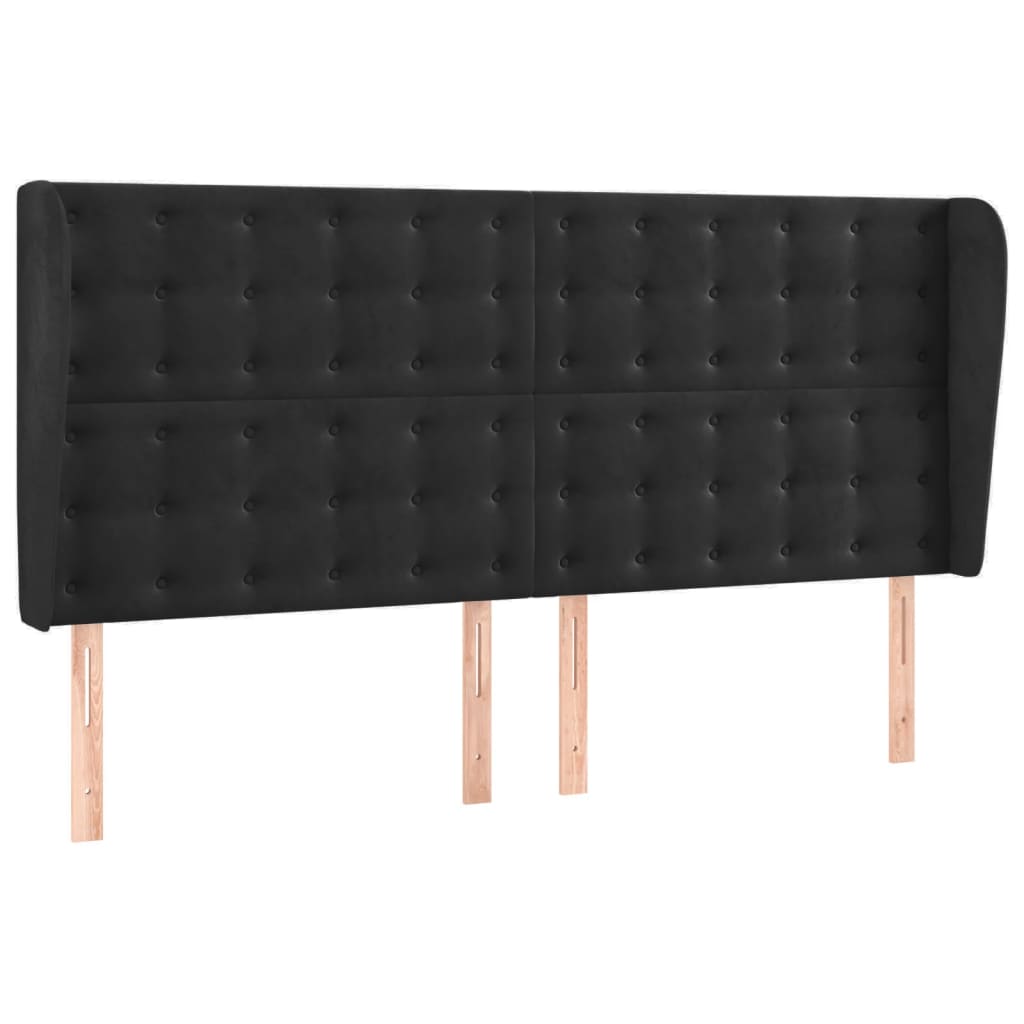 Letto a Molle con Materasso e LED Nero 160x200 cm in Velluto