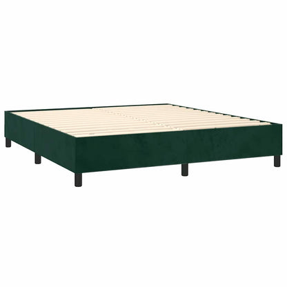 Letto a Molle con Materasso e LED Verde Scuro 160x200cm Velluto