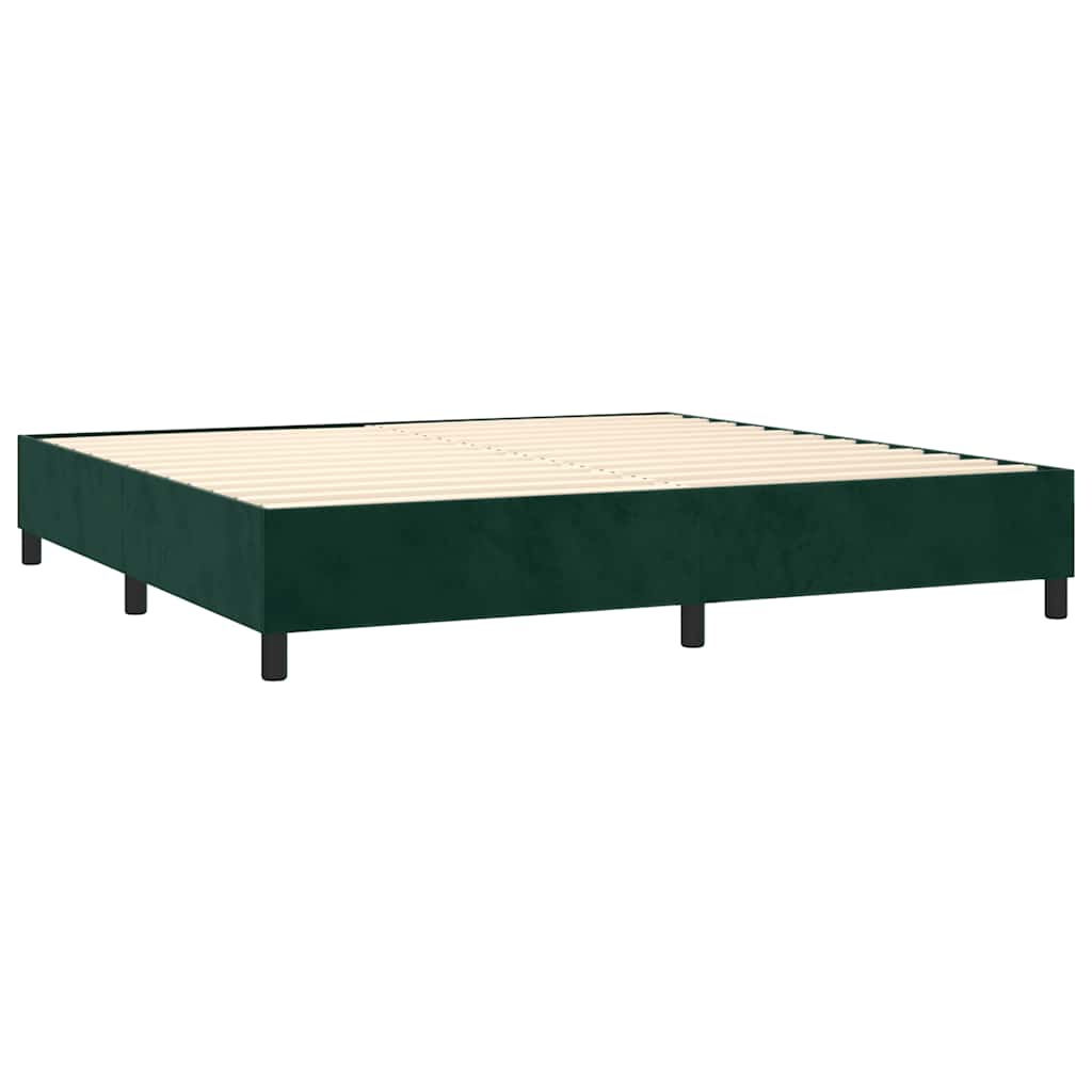 Letto a Molle con Materasso e LED Verde Scuro 200x200cm Velluto