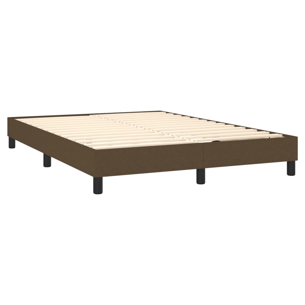 Spring Bed Frame with Dark Brown Mattress 140x190cm Fabric